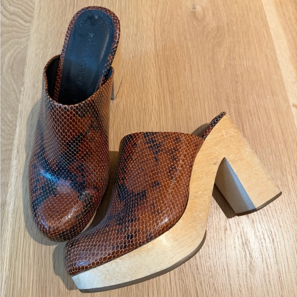 Rachel Comey Dakota Brown Snake Print Mules